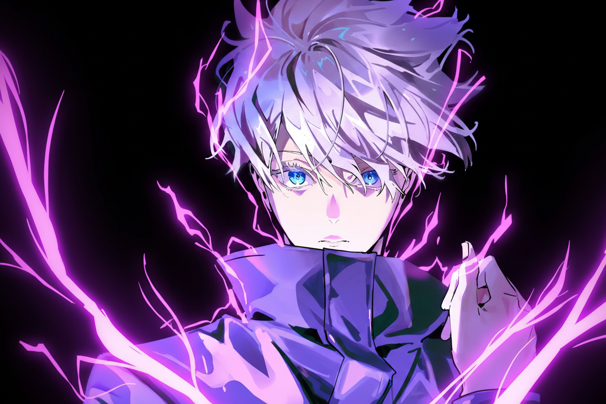 Anime character with purple lightning effects