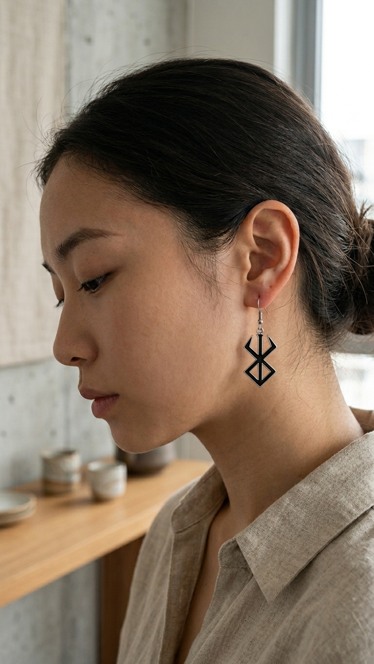 Dark Sigil Drop Earrings – Black Swordsman Series